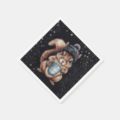 Serviette En Papier Écureuil avec tasse et neige "Stay Warm" (Coin)