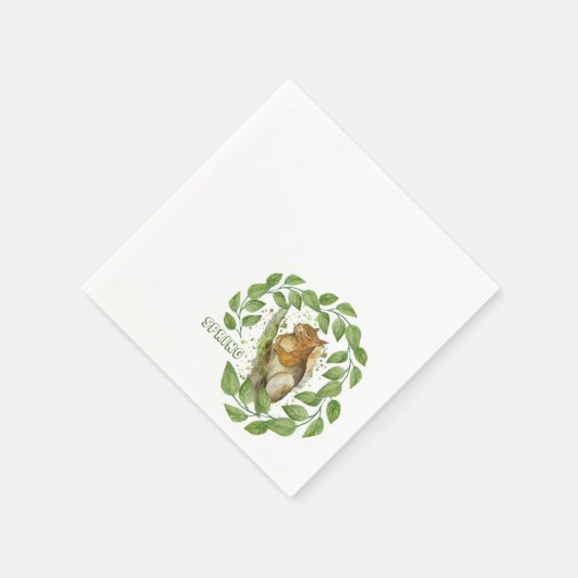 Serviette En Papier Écureuil d'aquarelle mignonne (Coin)