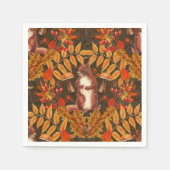 Serviette En Papier Écureuil d'automne sur brun foncé (Devant)