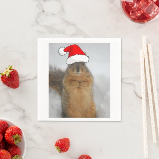 Serviette En Papier Écureuil de Noël (En situation)