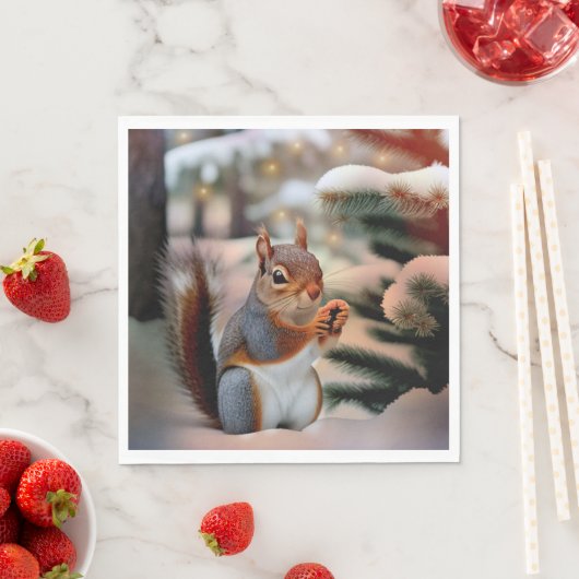 Serviette En Papier Écureuil de Noël (En situation)