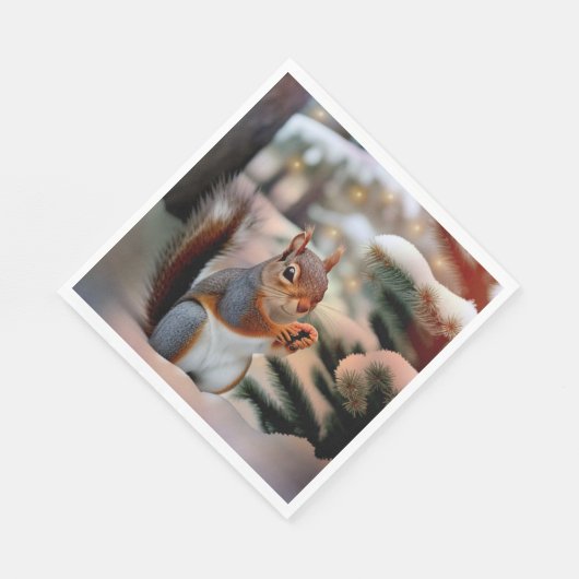 Serviette En Papier Écureuil de Noël (Coin)