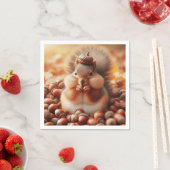 Serviette En Papier Écureuil farci (En situation)