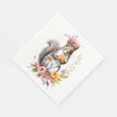 Serviette En Papier Écureuil mignon aux fleurs (Coin)