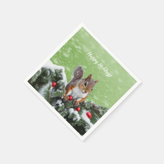 Serviette En Papier Écureuil Noël Vacances Papier Napkin (Coin)