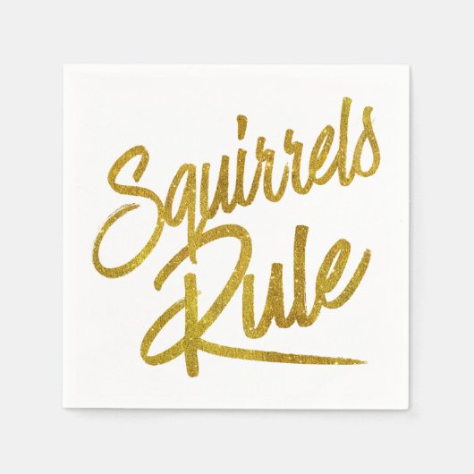 Serviette En Papier Écureuil Règle Gold Faux Foil Parties scintillant  (Devant)
