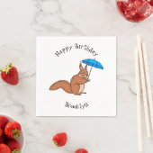 Serviette En Papier Écureuil rouge mignon avec dessin animé parapluie (En situation)