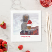 Serviette En Papier Écureuil soyeux avec serviettes de Santa Hat (En situation)