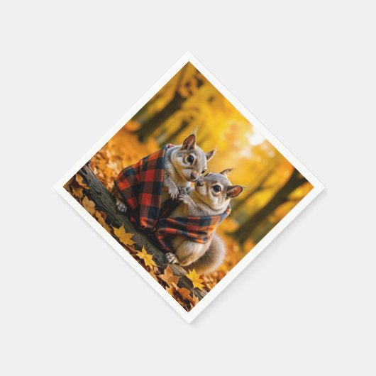 Serviette En Papier Écureuils se balançant sous une couverture plate (Coin)