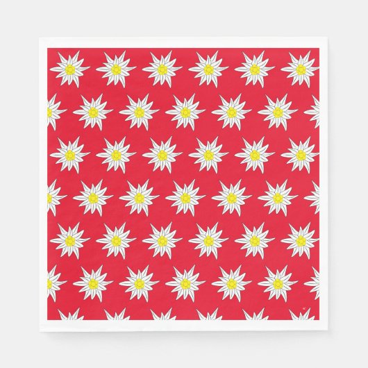 Serviette En Papier Edelweiss Motif Swiss Party Red Paper Napkin (Devant)