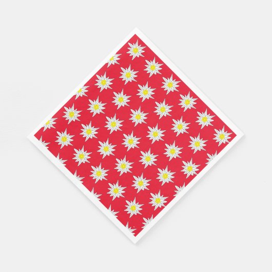 Serviette En Papier Edelweiss Motif Swiss Party Red Paper Napkin (Coin)