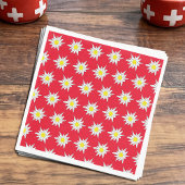Serviette En Papier Edelweiss Motif Swiss Party Red Paper Napkin