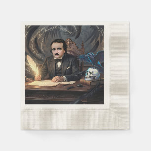 Serviette En Papier Edgar A. Poe composant Le Corbeau dans des rêves g