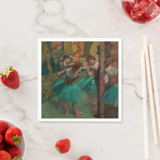 Serviette En Papier Edgar Degas - Danseurs, rose et vert (En situation)