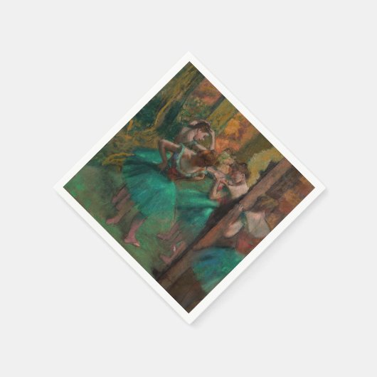 Serviette En Papier Edgar Degas - Danseurs, rose et vert (Coin)