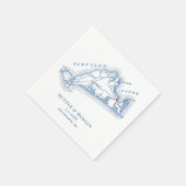 Serviette En Papier Edgartown MA Map Elegant Mariage bleu marine (Coin)