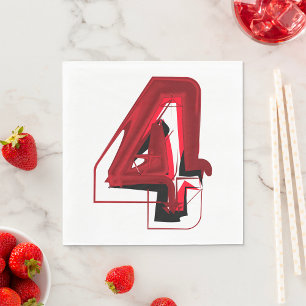 Serviette En Papier Edgy Abstrait rouge et noir numéro 4