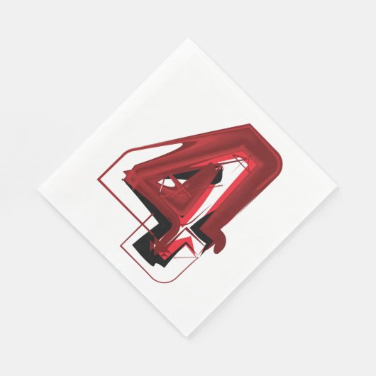 Serviette En Papier Edgy Abstrait rouge et noir numéro 4 (Coin)