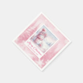Serviette En Papier Editable Pink Snowman Kids Winter Scene Pinkmas (Coin)