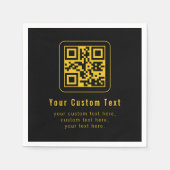 Serviette En Papier Editable QR Code & Text Template | Black & Gold (Devant)
