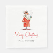 Serviette En Papier Editable Santa Claus Funny Christmas Dinner Napkin (Devant)