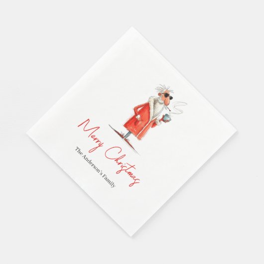 Serviette En Papier Editable Santa Claus Funny Christmas Dinner Napkin (Coin)