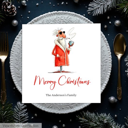 Serviette En Papier Editable Santa Claus Funny Christmas Dinner Napkin