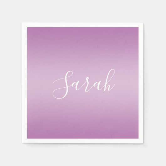 Serviette En Papier Editable Soft Mauve Ombre & White Text Script (Devant)