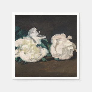 Serviette En Papier Edouard Manet - Branche de pivoines blanches, séca