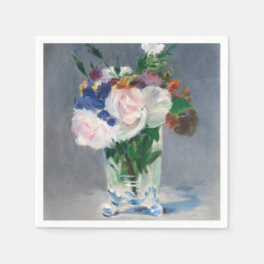 Serviette En Papier Edouard Manet - Fleurs dans un Vase de Cristal (Devant)