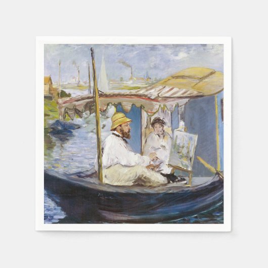 Serviette En Papier Edouard Manet - Monet dans son bateau atelier (Devant)