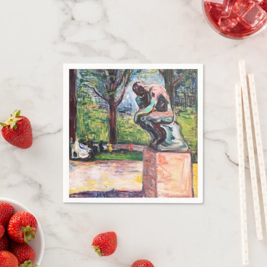Serviette En Papier Edvard Munch - Le penseur de Rodin (En situation)