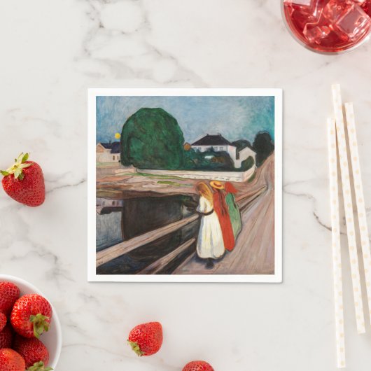 Serviette En Papier Edvard Munch - Les filles sur le pont (En situation)