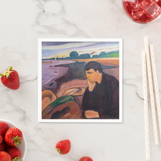 Serviette En Papier Edvard Munch - Melancholy 1894 (En situation)