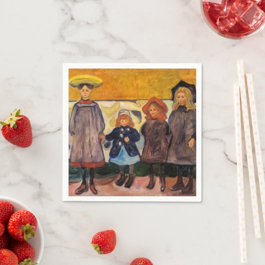 Serviette En Papier Edvard Munch - Quatre filles à Asgardstrand (En situation)