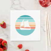 Serviette En Papier Effet de dégradé Rétro Coucher de Soleil + Voilier (En situation)