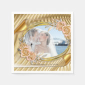 Serviette En Papier Effet d'étirement or et Rose (Devant)