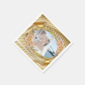 Serviette En Papier Effet d'étirement or et Rose (Coin)