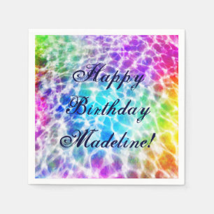 Serviette En Papier Effet onduleux hippie d'arc-en-ciel de Tiedye