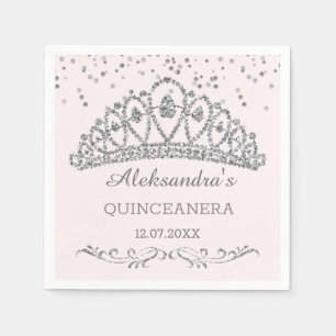 Serviette En Papier Effet parties scintillant argent tiara, confetti Q