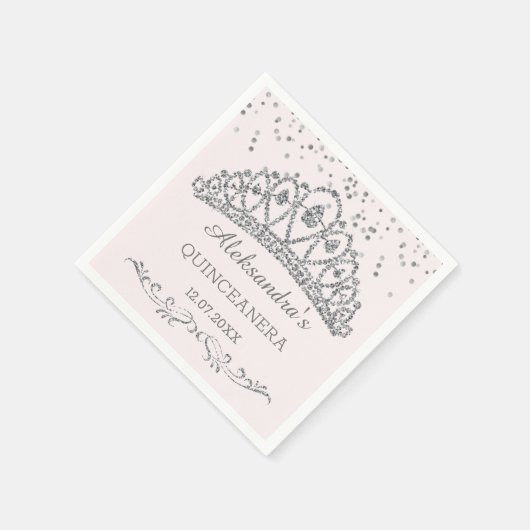 Serviette En Papier Effet parties scintillant argent tiara, confetti Q (Coin)