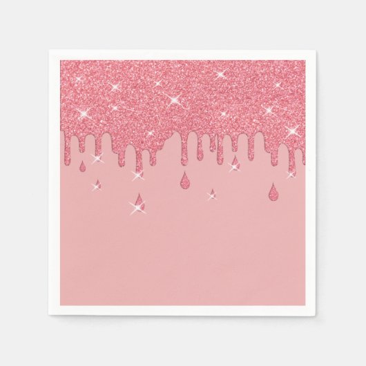 Serviette En Papier Effet Parties scintillant rose et étincelles (Devant)