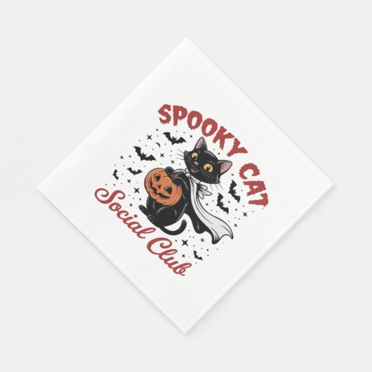 Serviette En Papier Éffrayant Cat Social Club PNG - Cute Halloween Cla (Coin)