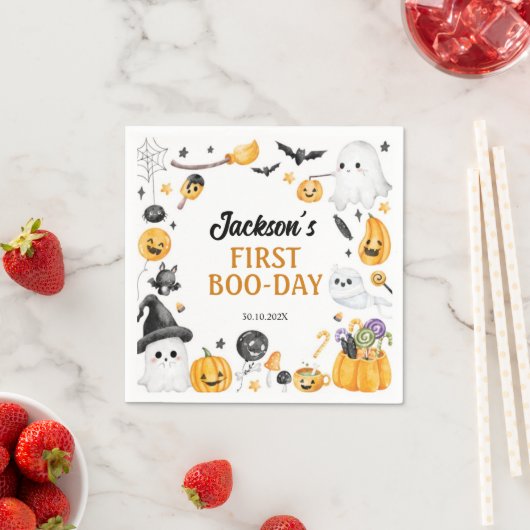 Serviette En Papier Éffrayant Cute Halloween Fantôme Anniversaire (En situation)