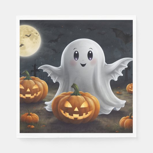 Serviette En Papier Éffrayant délice : Ghoost Halloween amusant (Devant)