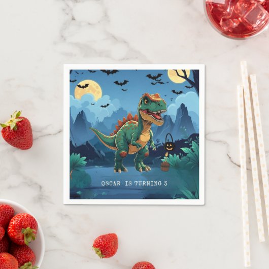 Serviette En Papier Éffrayant Dinosaure Halloween Anniversaire Personn (En situation)