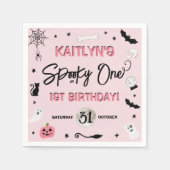 Serviette En Papier ÉFFRAYANT ! Filles Halloween 1er fête d'anniversai (Devant)