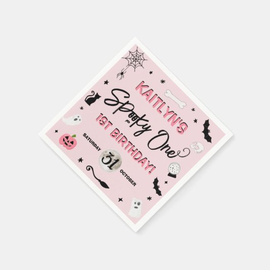 Serviette En Papier ÉFFRAYANT ! Filles Halloween 1er fête d'anniversai (Coin)