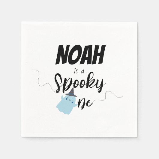 Serviette En Papier Éffrayant | Halloween B-Day Napkin | Bleu minimal (Devant)