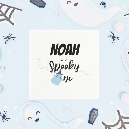 Serviette En Papier Éffrayant | Halloween B-Day Napkin | Bleu minimal